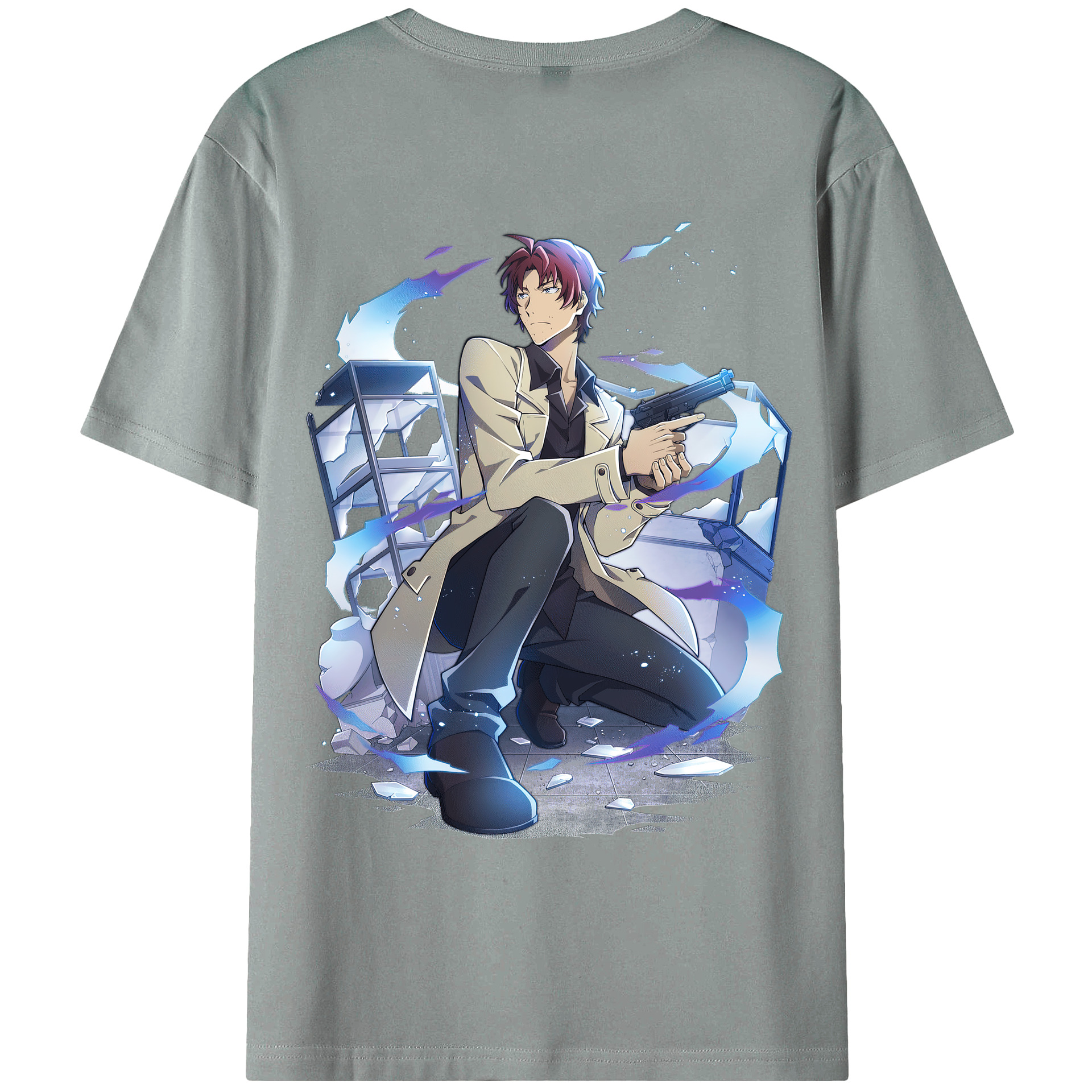 （画像用） 文豪ストレイドッグス Bungo Stray Dogs 綿100％ メンズ半袖Tシャツ（バックプリント） 通気性